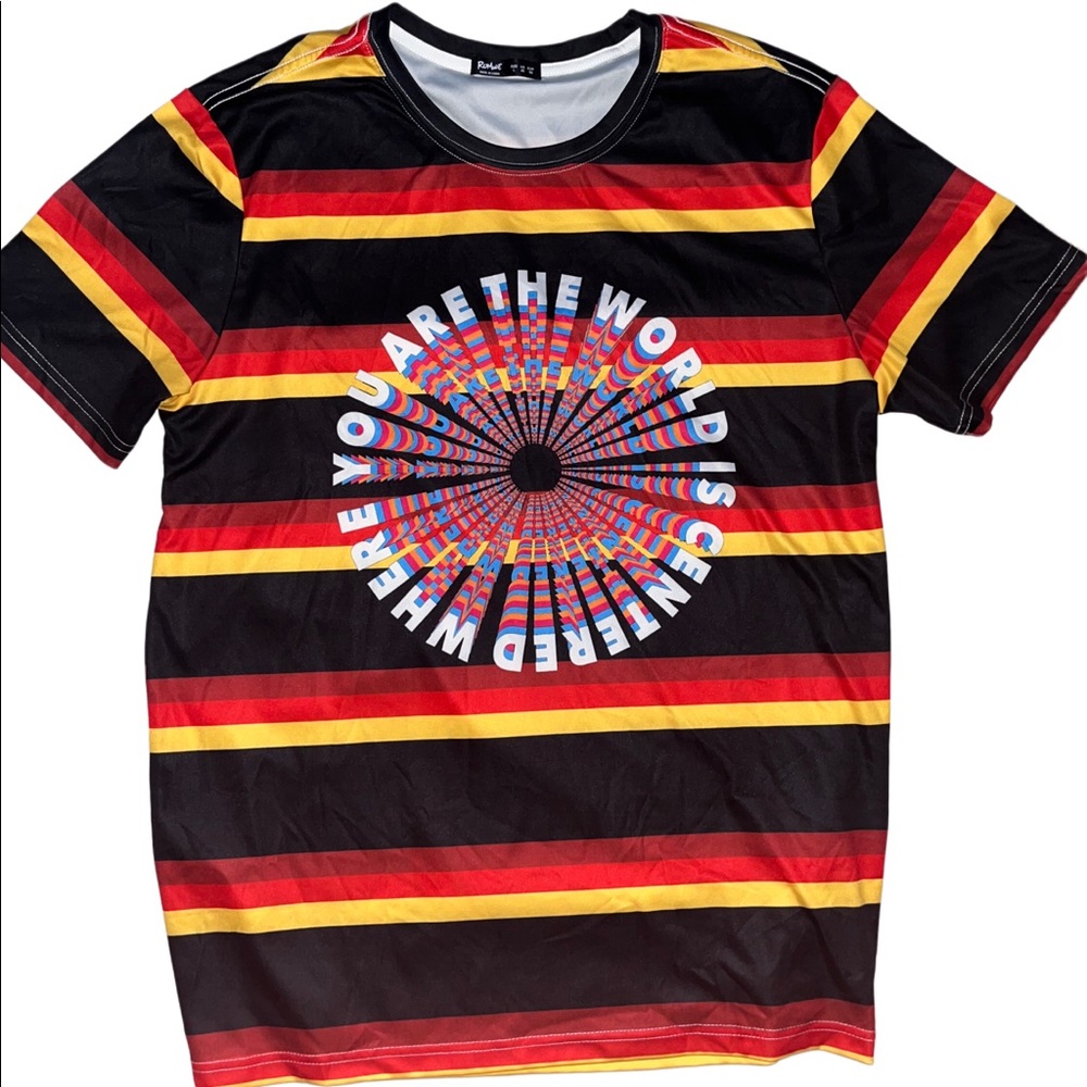Black and orange graphic tee